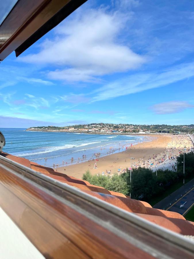 Ático primera línea Playa de San Lorenzo Gijón Exterior foto